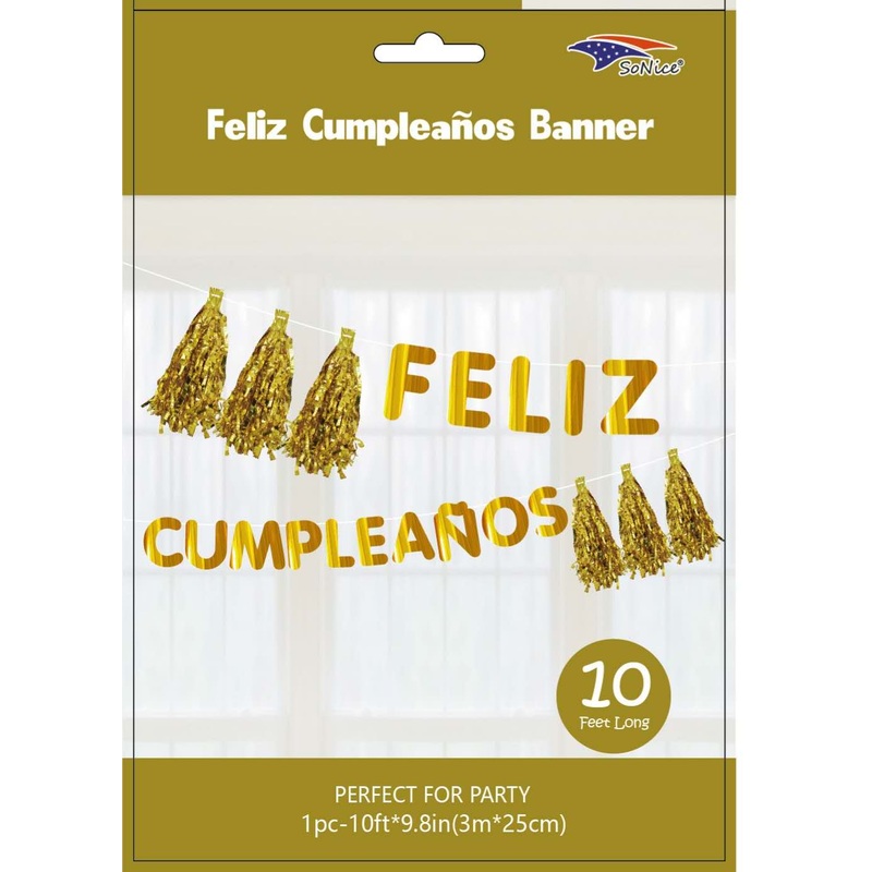 Gold Feliz Cumpleaos & Tassels 10 Banner