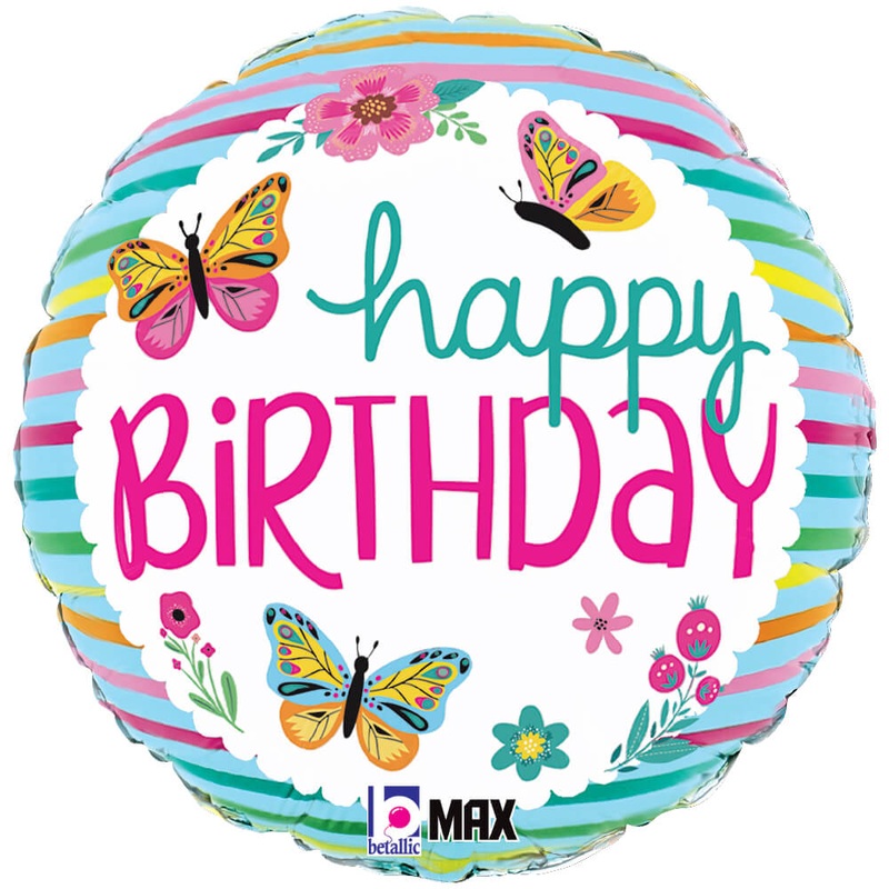 Birthday Colorful Butterflies 18 Balloon