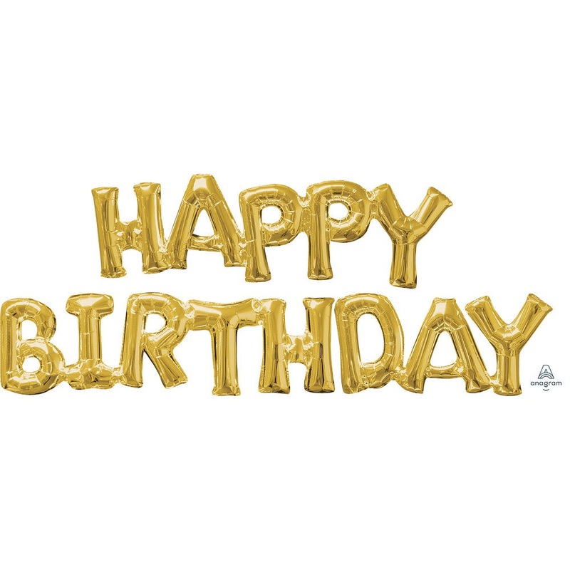 Block Phrase: happy Birthday" - Gold (air-fill Only)
