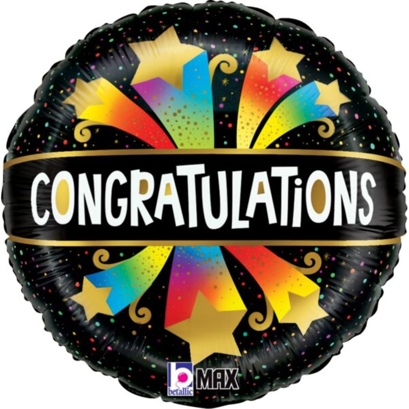 Congratulations Bursting Stars (requires heat-sealing) 9 Balloon