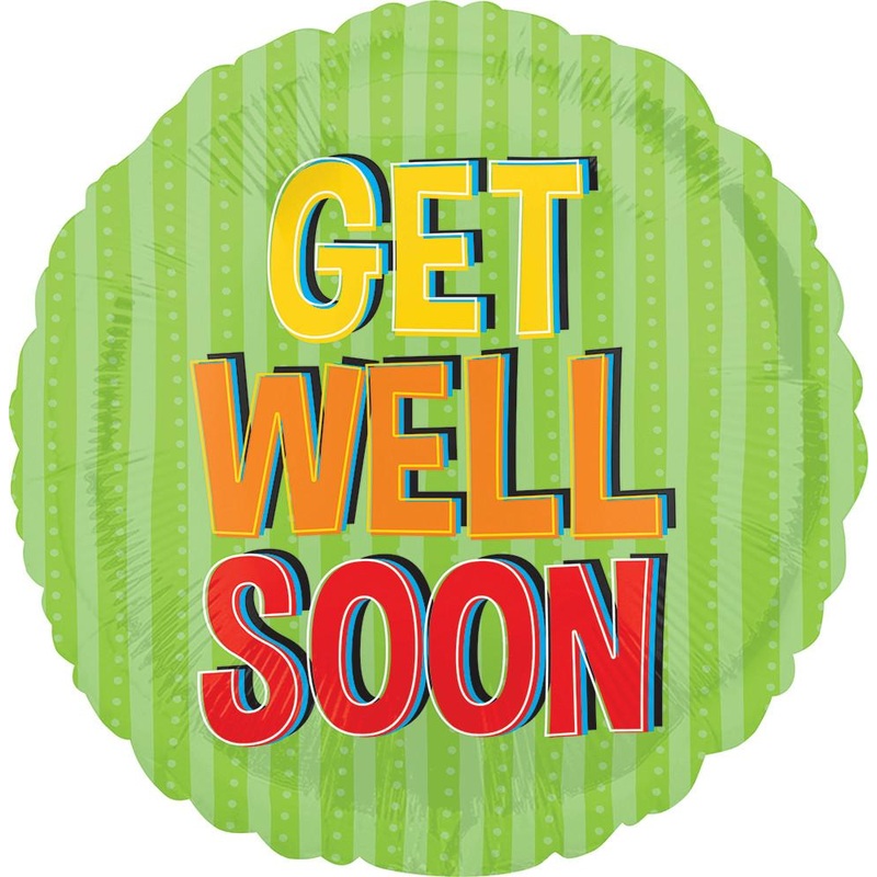 Get Well Soon Green Stripes 18 Balloon