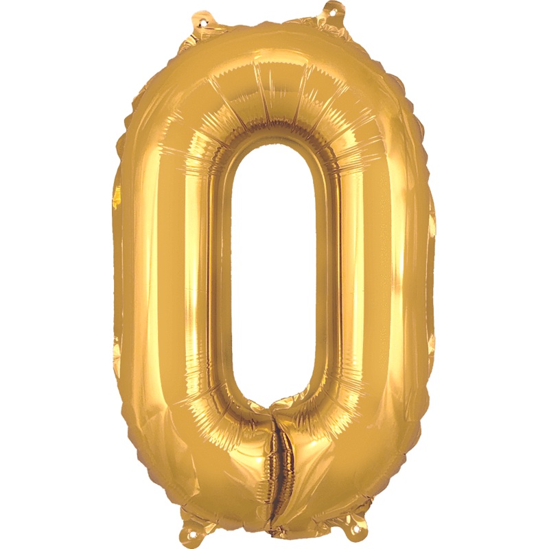 Gold Number 0 16 Balloon