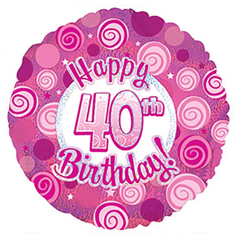 Happy 40 Birthday Pink Dazzleloon 17 Balloon