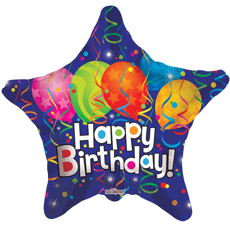 Happy Birthday Festive Star 36 Balloons (5 count)