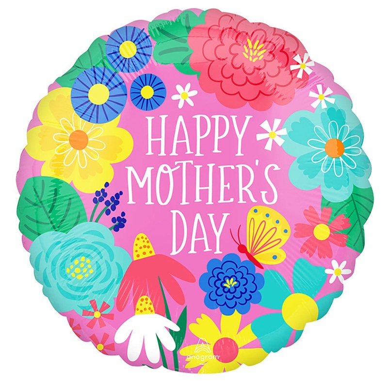 Happy Mother's Day Pretty Flowers In Pink 18 Balloon