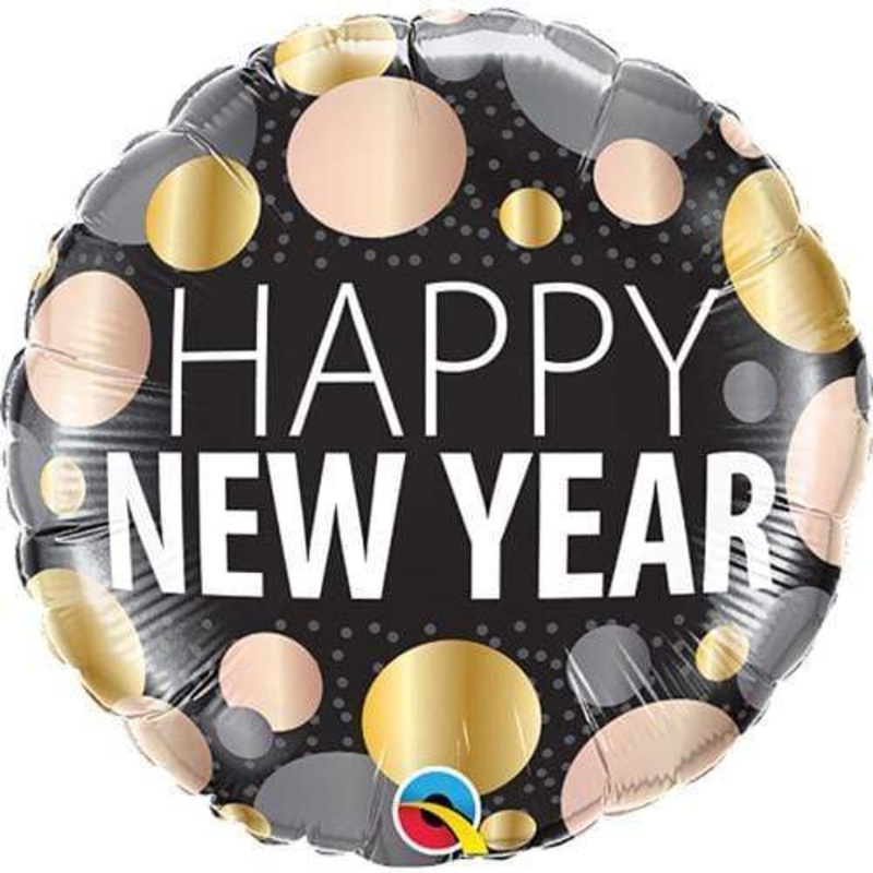 Happy New Year Metallic Dots 18 Balloon
