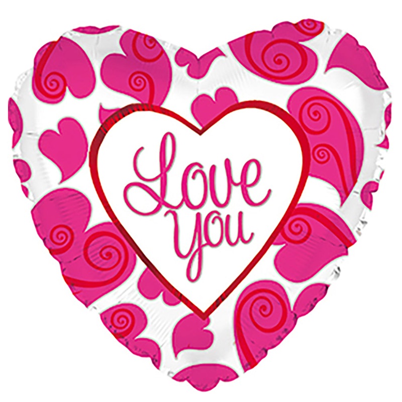 Love You Neon Hearts 17 Balloon