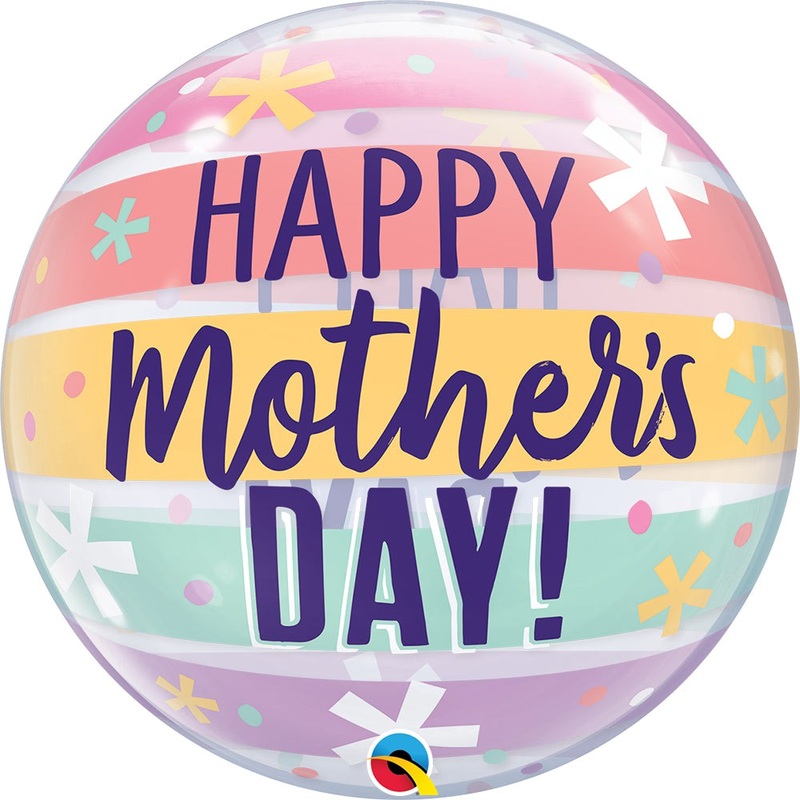 Mother's Day Pastel Stripes 22 Bubble Balloon