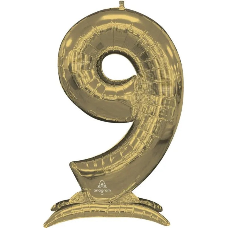 Number 9 White Gold Standing 50 Balloon