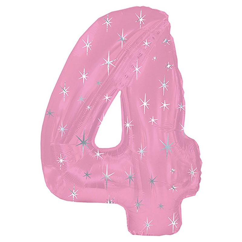 Pink Sparkle Number 4 (Four) 38 Balloon