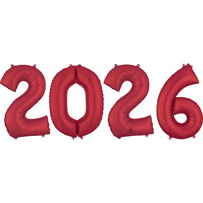Red 2026 Number Bunch 34 Balloon