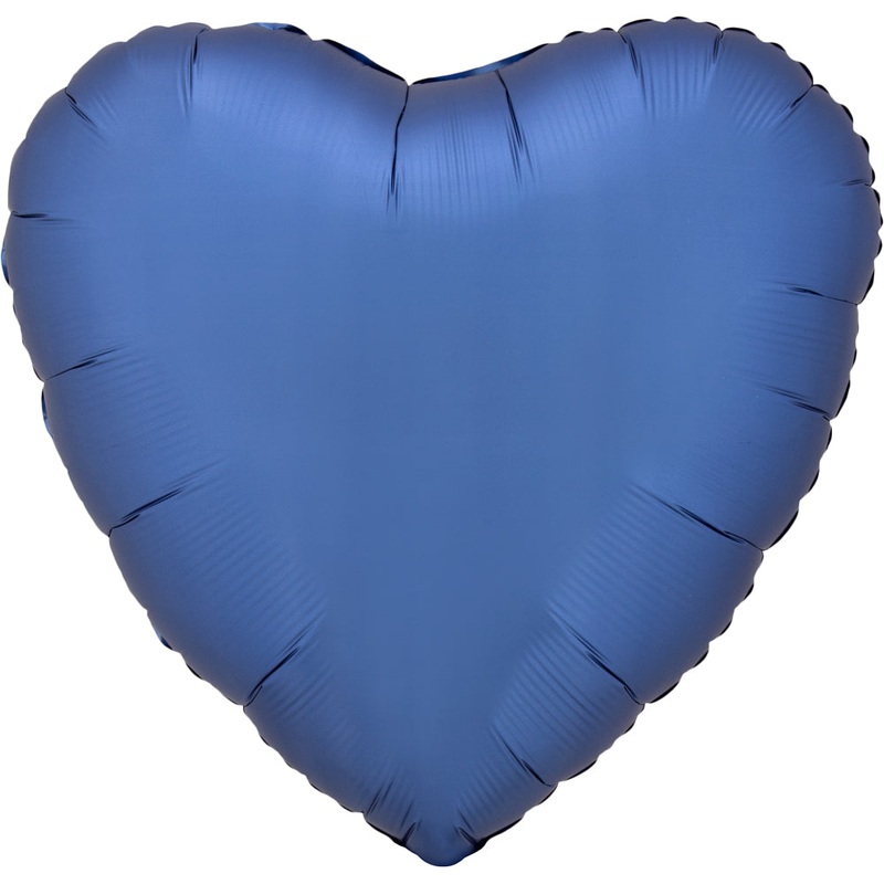 Azure Blue Satin Luxe Heart 19 Balloon