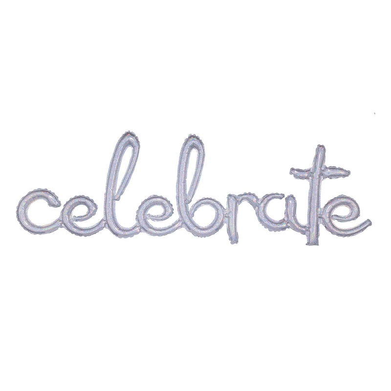 Celebrate Script Phrase Holographic 59 Balloon