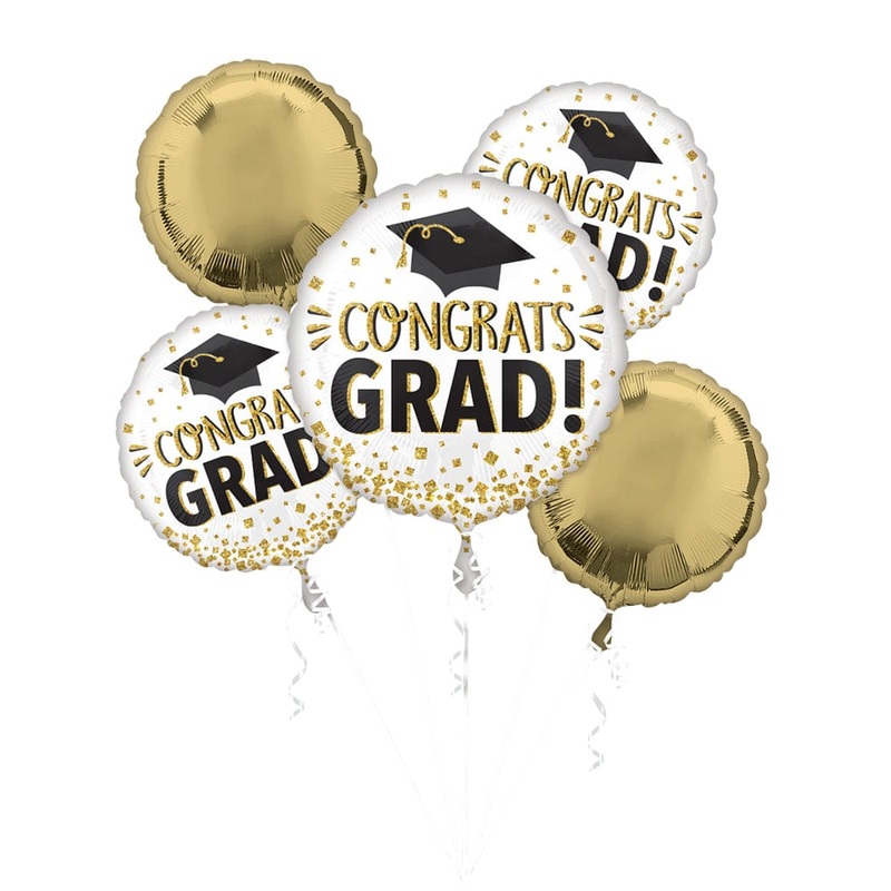 Congrats Grad Gold Glitter Balloon Bouquet Kit