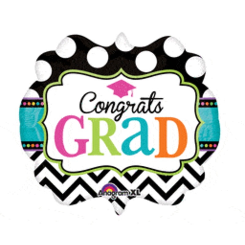 Congrats Grad Retro Chevron Marquee 26 Balloon