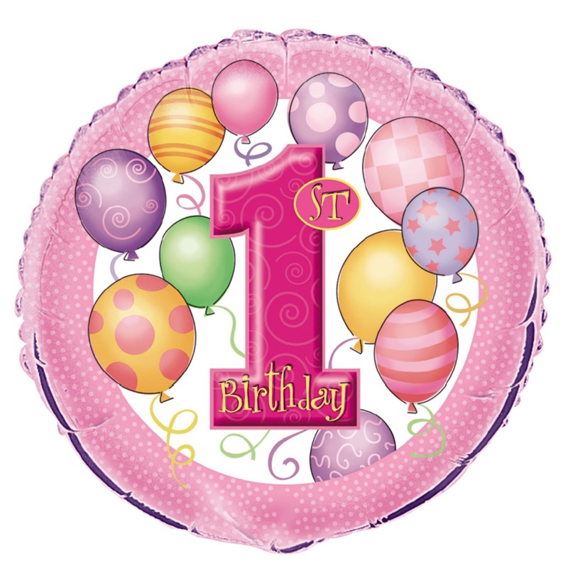 First Birthday Pink 18 Balloon