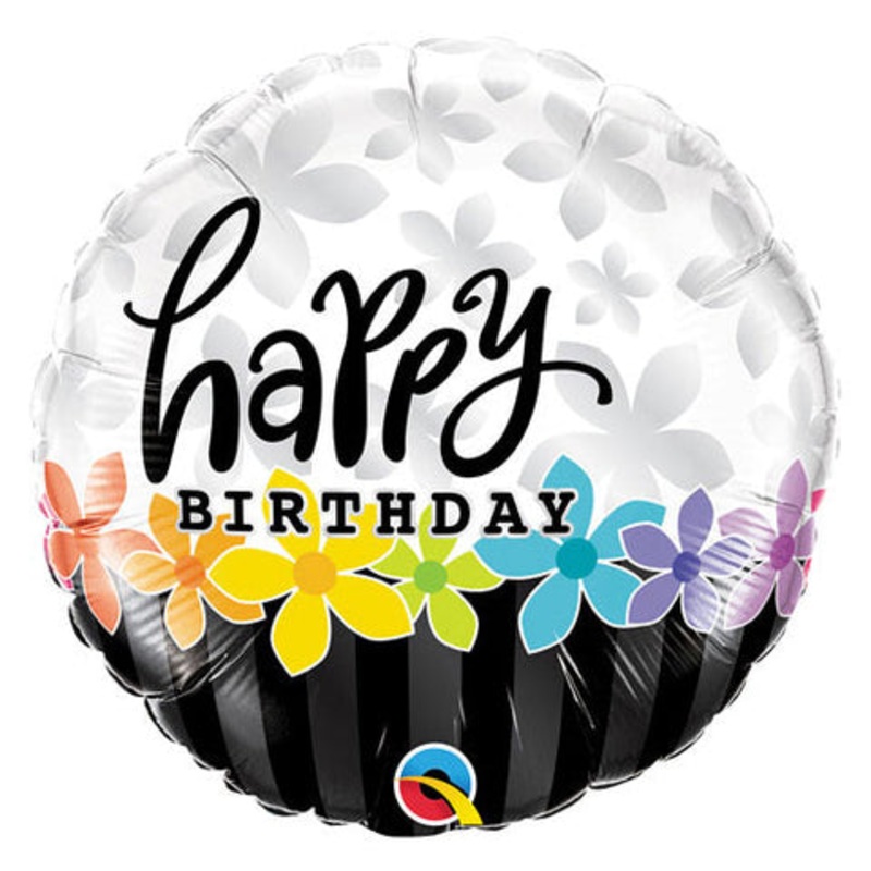 Happy Birthday Band of Flowers 18 Balloon