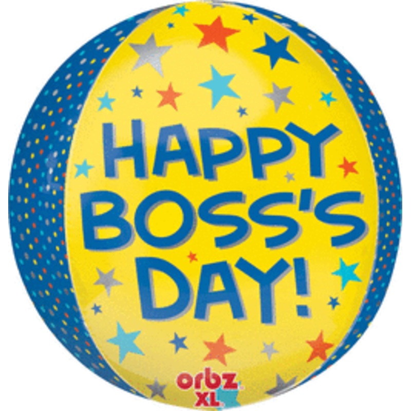 Happy Boss's Day! Yellow/Blue Orbz 16" Balloon