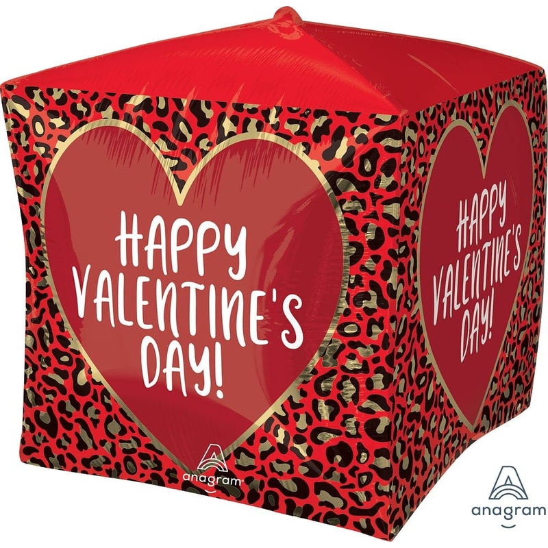 Happy Valentine's Day Animal Print Cubez 15 Balloon