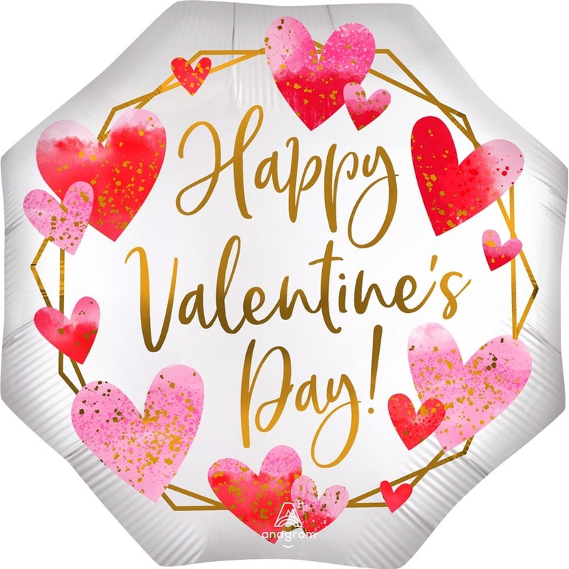 Happy Valentine's Day Satin Watercolor 22 Balloon