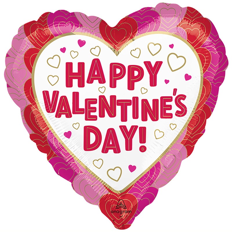 Happy Valentine's Day Wrapped In Hearts 17 Balloon