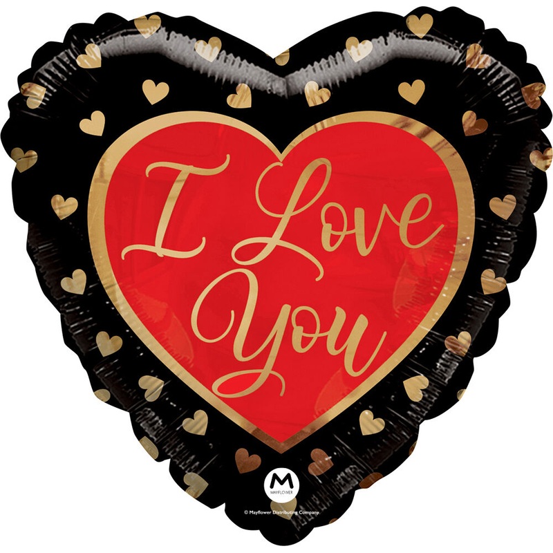 I Love You Gold Hearts 17" Balloon