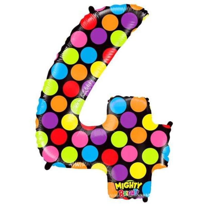 Neon dots Number 4 34" Balloon