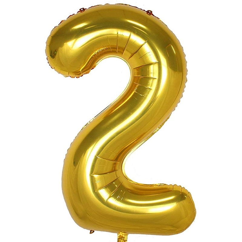 Number 2 Gold 34 Balloon