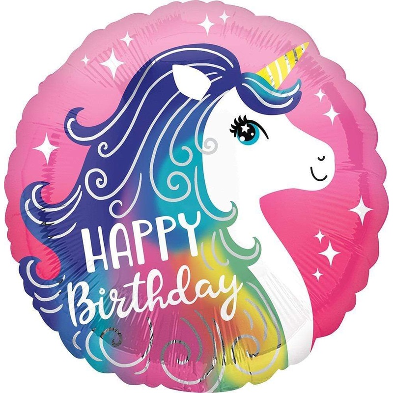 Pink Unicorn Happy Birthday 18 Balloon