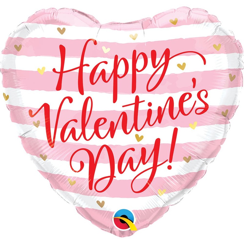Valentine's Pink Stripes 18 Balloon