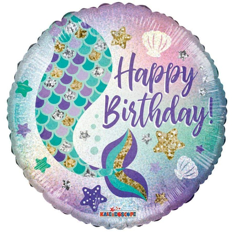 Birthday Mermaid 18 Holographic Balloon
