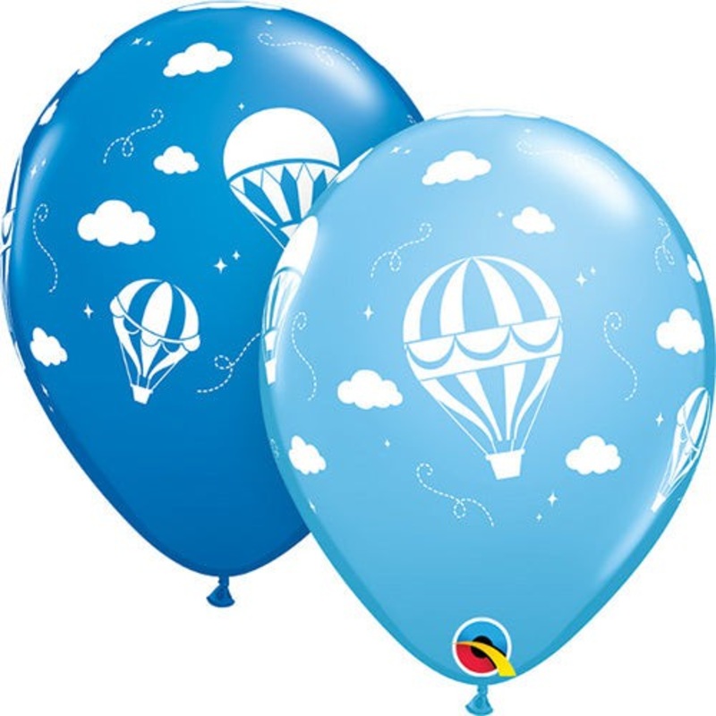 Hot Air Balloons - Dark Blue & Pale Blue 11 Latex Balloons (50 count)