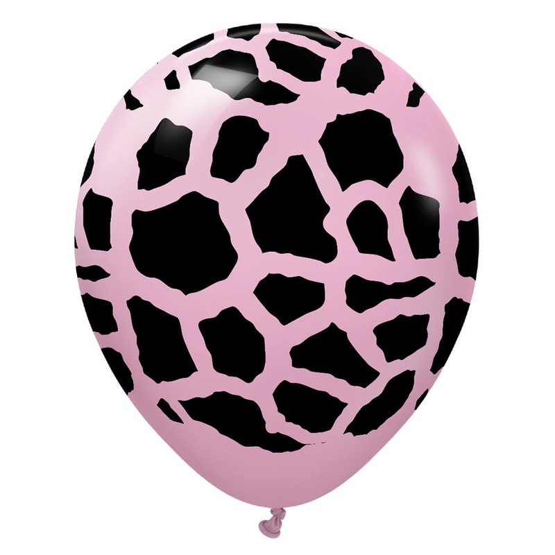 Kalisan Safari Giraffe - Dusty Rose W/ Black Ink 12 Latex Balloons (25 count)
