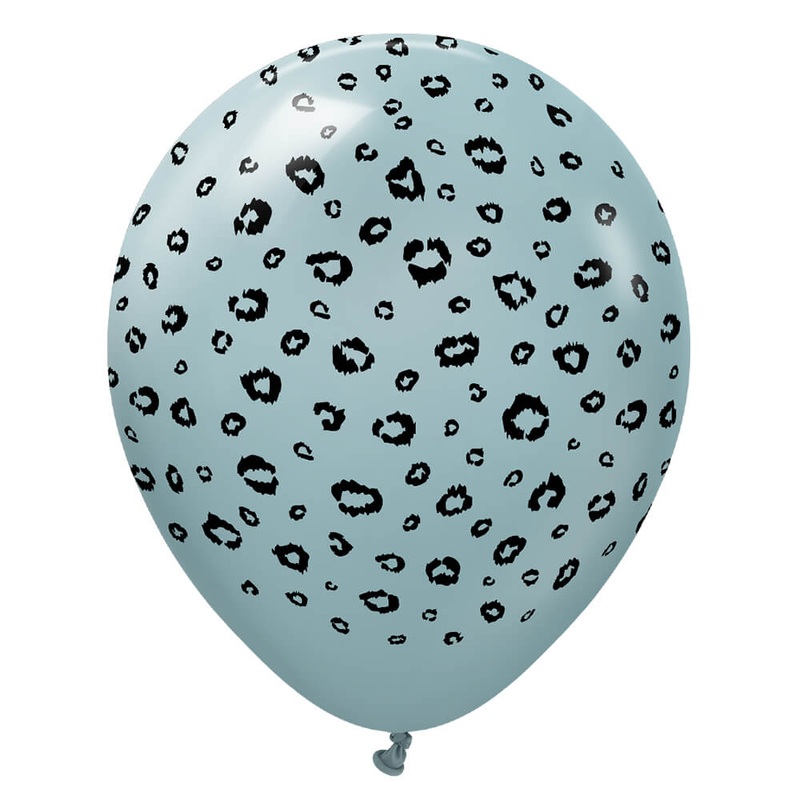 Kalisan Safari Leopard - Storm W/ Black Ink 12 Latex Balloons (25 count)