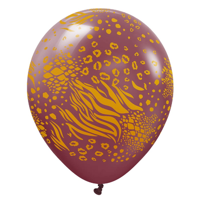 Kalisan Safari Mutant - Burgundy W/ Gold Ink 12 Latex Balloons (25 count)