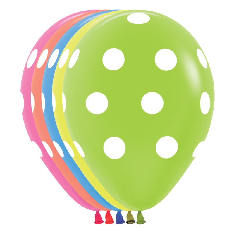 Neon Assortment Polka Dot 11 Latex Balloons (50 count)
