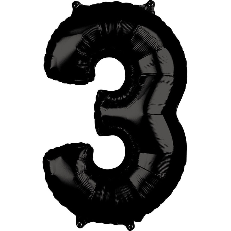 Number 3 Black 26" Balloon
