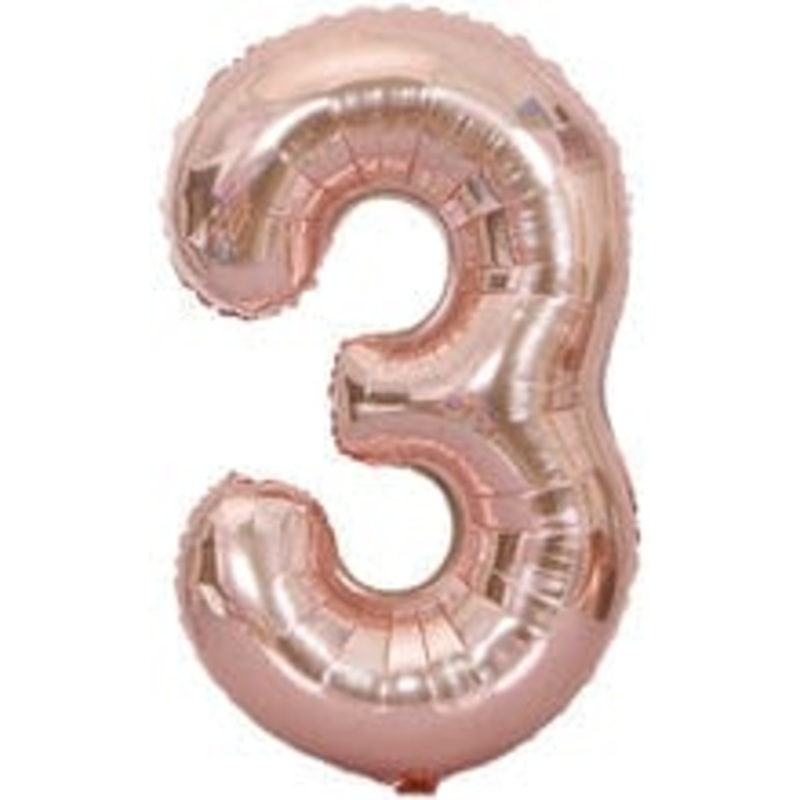 Number 3 Rose Gold 34 Balloon