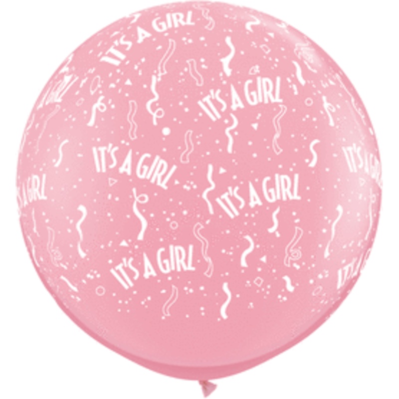 Pink It's a Girl-A-Round 3 Latex Balloons (2 count)