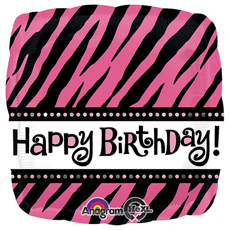 Pink Tiger or Zebra Stripe Birthday 18 Balloon