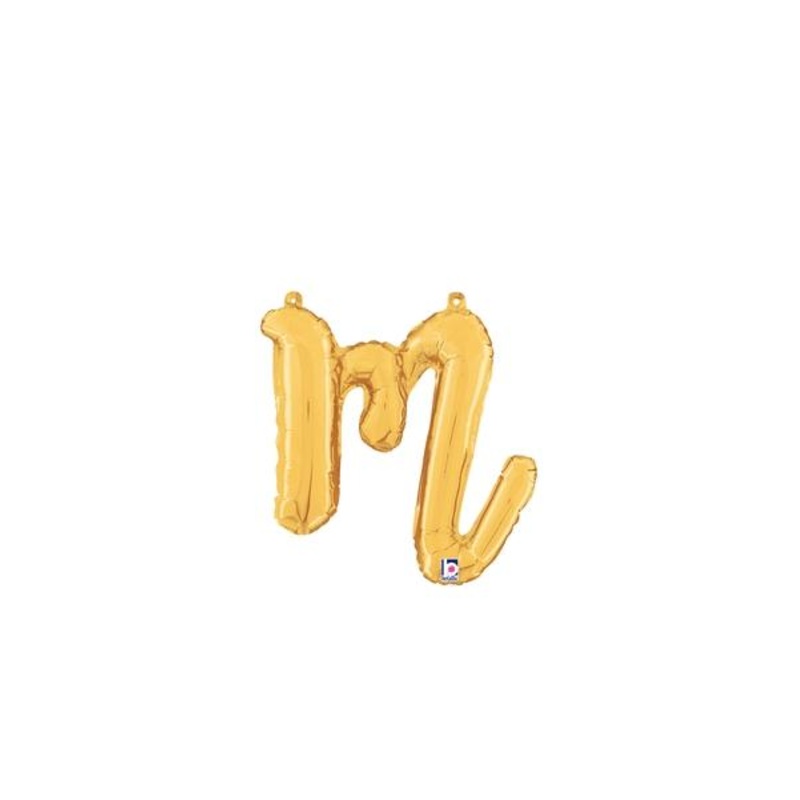 Script Cursive Balloon Letter M Gold