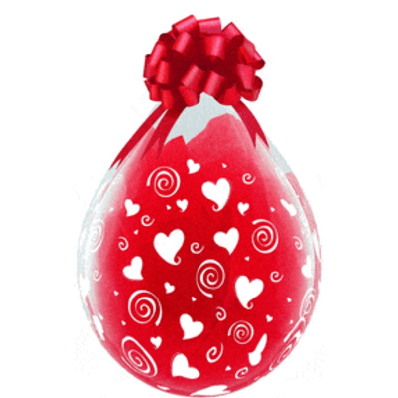 Swirling Hearts Around Stuffing 18 Latex Balloons (25 Count)