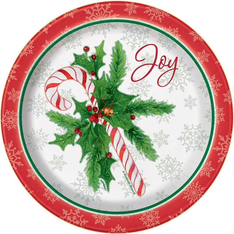 Candy Cane Christmas Plates 7 (8 count)