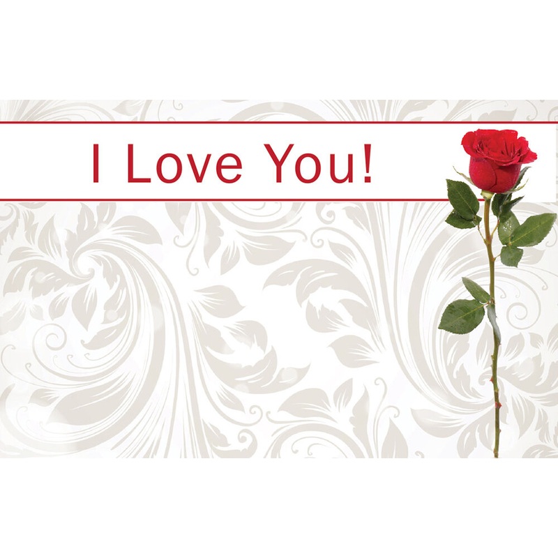 Enclosure Card - I Love You Single Red Rose (50 count)