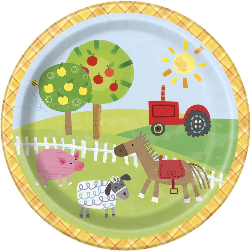 Farm Party Round Dessert Plates 7 (8 count)
