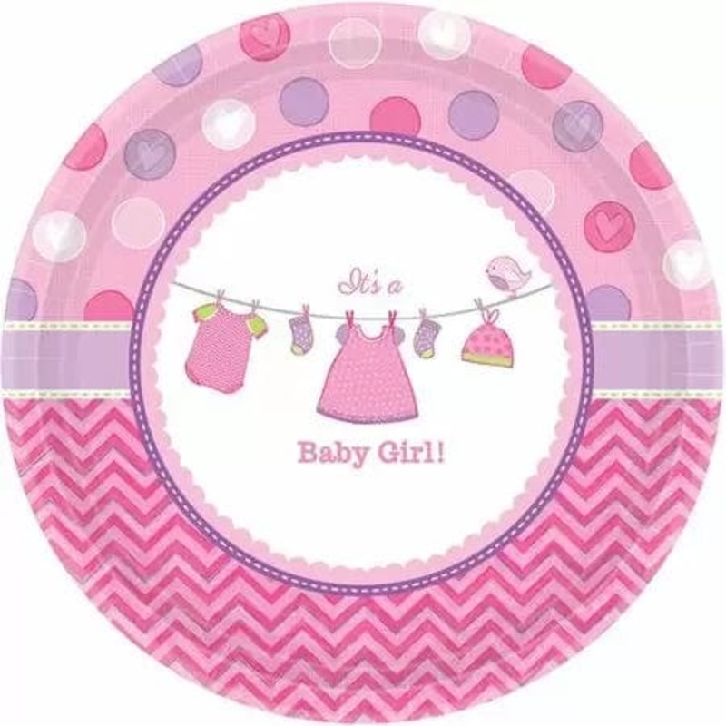 Shower Love Girl Plates 7 (8 count)