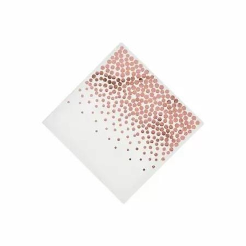 White Rose Gold Beverage Napkins (16 count)
