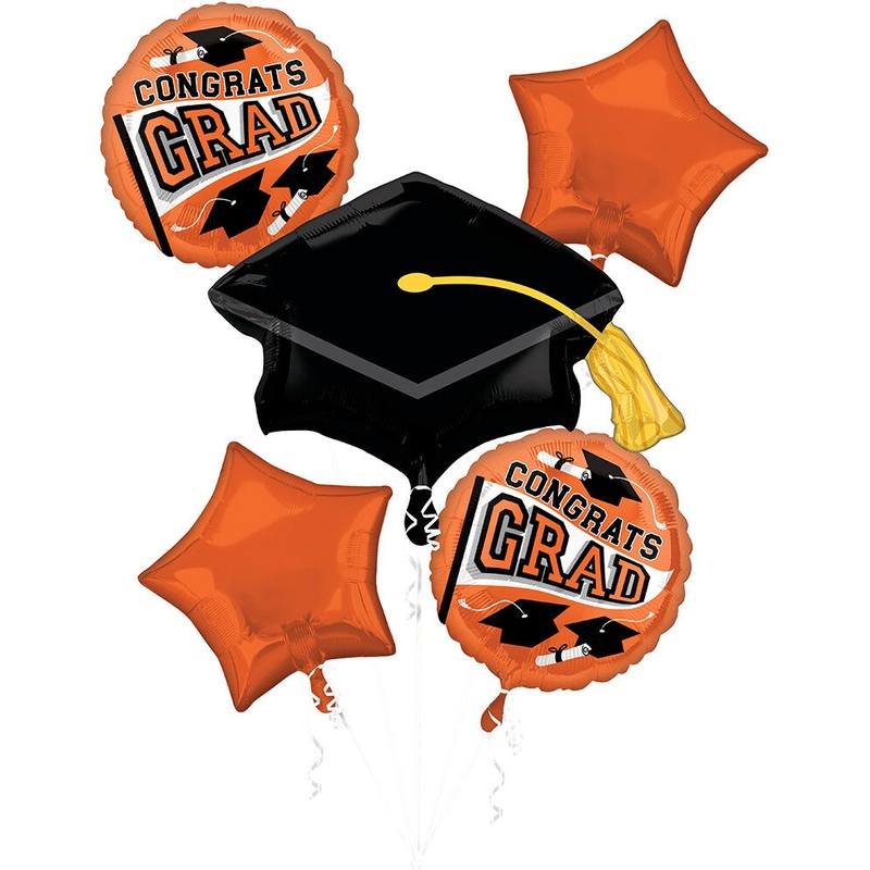 Congrat Grad Orange Graduation Balloon Bouquet