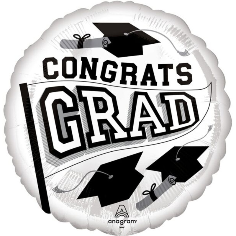 Congrats Grad White 18 Balloon