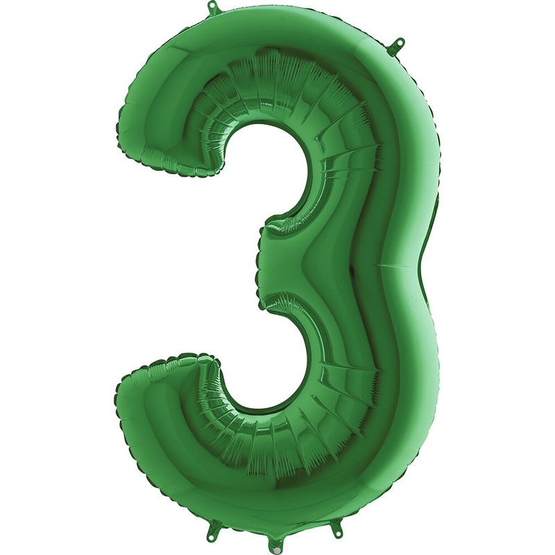 Green Number 3 34" Balloon